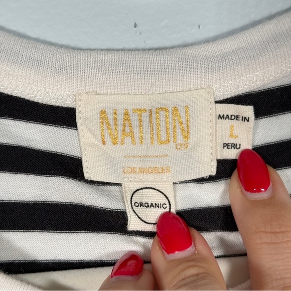 Nation LTD Collins Crewneck Muscle Tank Womens L City Stripe Black Cream - Picture 6 of 6